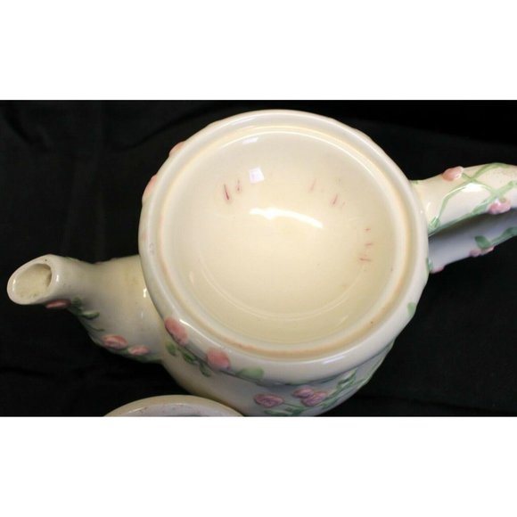 Floral Pink Teapot Tart Warmer Tealight Candle Holder Rose Romantic Cottage Whit - Picture 6 of 10